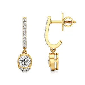 Aretes con pasador de diamantes cultivados en laboratorio de corte redondo de 1,20 quilates de oro de 14 k certificados IGI - Imagen 1 de 13