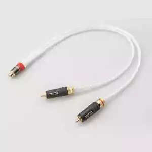 Cavo 20cm HiFi Audio Placcato Argento 2RCA Maschio a 1RCA Femmina Y Sdoppiatore Adattatore - Foto 1 di 8
