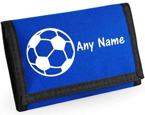 Fußball Design personalisierte BLAUE Jungen Kinder Ripper Geldbörse mit Münzhalter - Bild 1 von 10