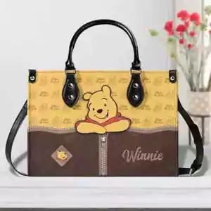 Personalized Winnie the Pooh Leather Handbag, Women's Leather Bag Gift - Picture 1 of 4