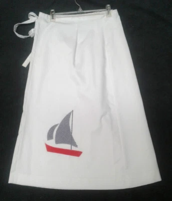 Falda de velero vintage blanca Midi ABMG envolvente talla única hecha en EE. UU. Foto 1 de 4