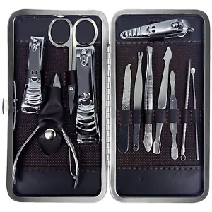 12 Piece Manicure Pedicure Nail Care Set Clippers Cutter Kit Case For Men Women - Picture 1 of 7
