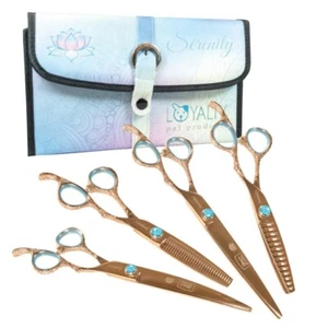 Serenity Dog Pet Grooming Shears Exquisite Pro High Grade 440c Steel 4 Piece Set - Picture 1 of 12