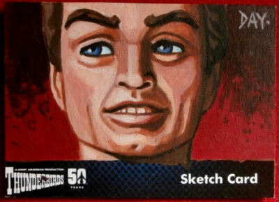 THUNDERBIRDS 50 YEARS - UNIQUE SKETCH CARD - by Welsh Artist, DAVID DAY - 2015 - Image 1 of 2