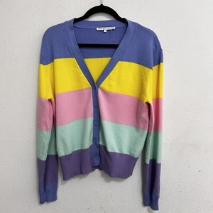 Cárdigan con botones cuello en V bloque de color multicolor talla L ENGLISH FACTORY - Imagen 1 de 9