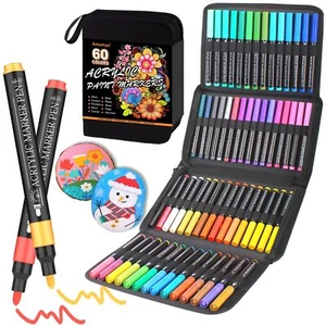 60 Colors Acrylic Paint Markers Paint Pens, Acrylic Markers with Medium Tip P... - Picture 1 of 8