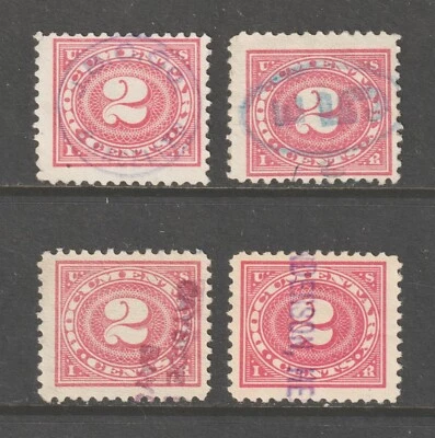 Scott # R229, 2¢ Documentary, Used, 4 with Better Hand-Stamped Cancels - Image 1 of 2