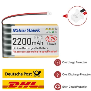 3,7V 2200mAh LiPo-Akku wiederaufladbar 1S 3C 903659 Lithium-Polymer-Akku JST - Bild 1 von 8