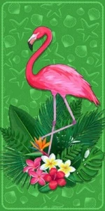 New Garden Green Flamingo Beach Bath Pool Gift Towel Bird Pink Starfish Shells - Picture 1 of 2
