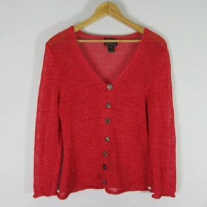  PURE Handknit Fresh Produce Womens XS / S Red Knit Cotton Cardigan Sweater  - Picture 1 of 7