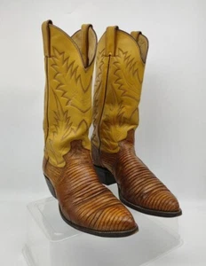 Justin IGUANA Lizard Leather Cowboy Boots Style 9071 Size 10 D Vintage Rare 1974 - Picture 1 of 24