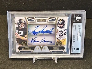 Terry Bradshaw/Franco Harris 2015 Topps Supreme Dual Autographs 6/10 BGS 9 Auto - Picture 1 of 4