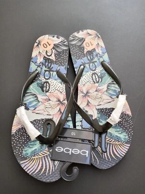  BEBE MUJER TAMIA NEGRO floral. SANDALIAS CHANCLAS TALLA 10.. Foto 1 de 4
