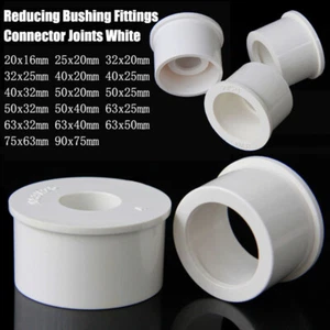 16mm to 90mm PVC Pipe Eccentric Reducing Bushing Fittings Connector Joints White - Picture 1 of 28