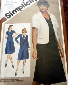 * Vintage 1980er Jahre KLEID & JACKE Nähmuster BUST 45-47 FF - Bild 1 von 1