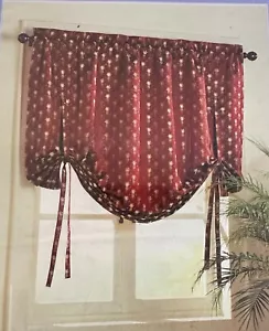 Pineapple Embroidered Tie Up Window Shade 54” W x 46” L Brick w/ gold NEW - Picture 1 of 4