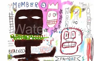 Jean-Michel Basquiat NYC ( BLACK FAMOUS MEMBER ) Chromolithograph.Embossed Stamp - Picture 1 of 1