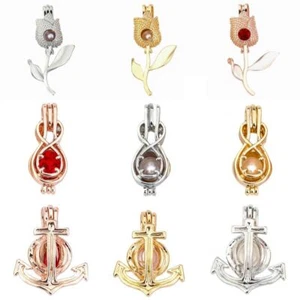 Alloy Pearl Cage Pendants - Plant Shape Charms DIY Jewelry Making Crafts 1pc - Picture 1 of 21