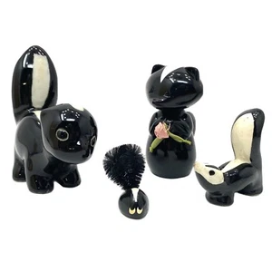 Vintage SKUNK Figurines - Set Of 4 Ceramic, Brush Tail, Avon Decanter - Picture 1 of 12