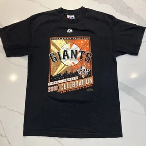 San Francisco Giants 2010 World Series Celebration T-Shirt SZ M Majestic Black - Picture 1 of 8