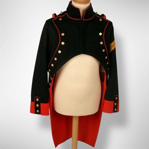 BURBERRY Cappotto Uomo Nero Riproduzione Cavalleria Francese Uniformi Napoleoniche Lana Nero Nuovo.