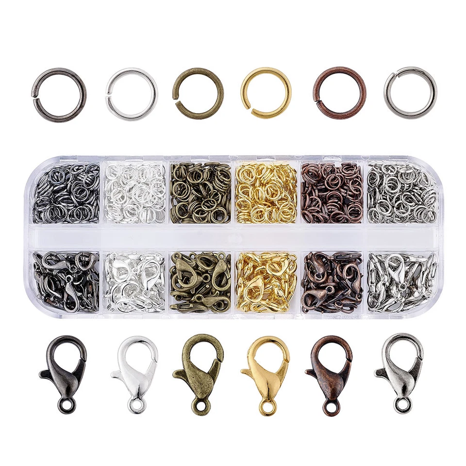 1 caja cierres de garra de langosta de aleación de 12 mm cierre de gatillo y anillo de salto de hierro de 5 mm 6 colores Foto 1 de 4