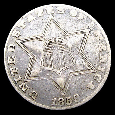 1858 Silver Three Cent Piece 3cp ----NICE TYPE COIN ---- #Q418 Cover