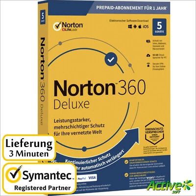 NORTON Security 2025 5 Geräte |PC,Mac,Android,iOS| Norton 360 Deluxe DE-Lizenz - Bild 1 von 4