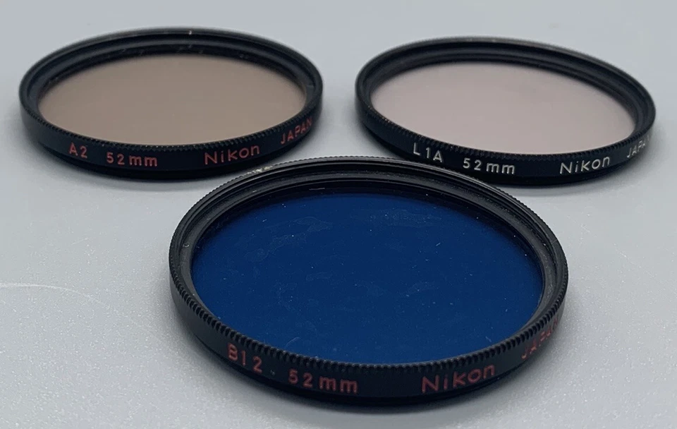 Nikon 52mm Camera Lens Filter A2 for Nikkor Plus L1A Skylight and B12 Blue Lens - Image 1 of 4