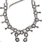 Vintage Native American Silver and mother of pearl squash blossom necklace