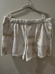 NWT Secret Treasures Lounge Sleep Shorts Sz XL Cream Tie Dye Drawstring Pockets - Picture 1 of 6