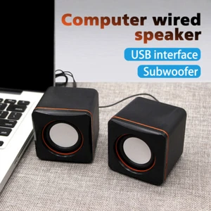 Mini USB Power Wired Computer Speakers Stereo Subwoofer For Desktop PC Laptop - Picture 1 of 14