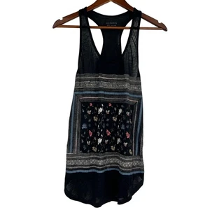 Camiseta sin mangas All Saints negra floral boho burn out camiseta talla mediana  - Imagen 1 de 10