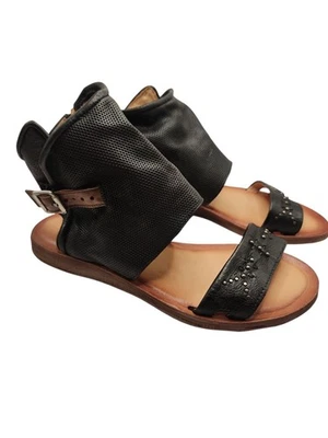 Miz Mooz - Leather Wide Width Sandals - Forge - Black - EU 39 W US 8 - Image 1 of 4