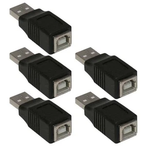 5 Pcs USB-A Male to Type B Female Adapter Converter Cable Connector Nickel Black - Picture 1 of 2