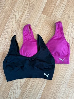 Puma Pack of 2 Pink & Black Adjustable Straps Sports Bra - Image 1 of 4