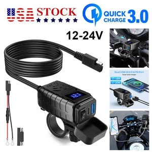 QC 3.0 Moto Double USB Téléphone GPS Super Rapide Chargeur Adaptateur Etanche 66W - Photo 1 sur 12