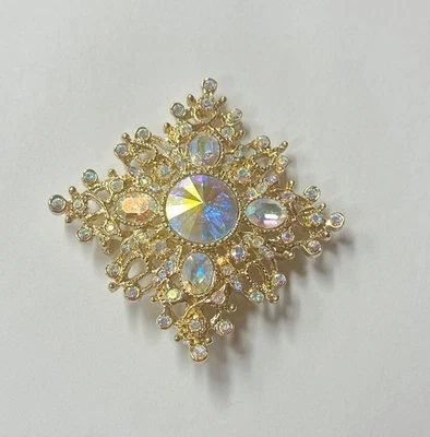 ST. JOHN Swarovski кристалл 24kgp снежинка заколка брошь подписанный винтажный новый - Изображение 1 из 4