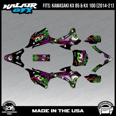 Graphics Kit for KAWASAKI KX85 KX100 KX 85 KX 100 (2014-2021) Core - PURPLE - Image 1 of 4