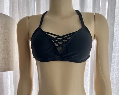 Top de bikini negro para mujer Damsel talla M traje de baño entrecruzado traje de baño top Foto 1 de 4