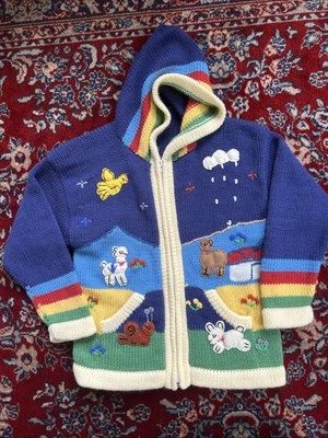 Suéter con Capucha Peruano Tejido a Mano para Niños Cremallera Escena Animal Talla Pequeña Foto 1 de 4