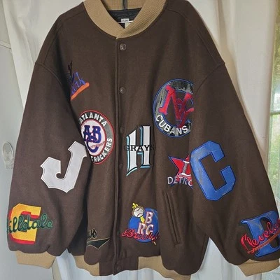 Chaqueta de Lana Bordada Headgear Liga Negra Equipo Museo de Béisbol Talla 5XL Foto 1 de 4