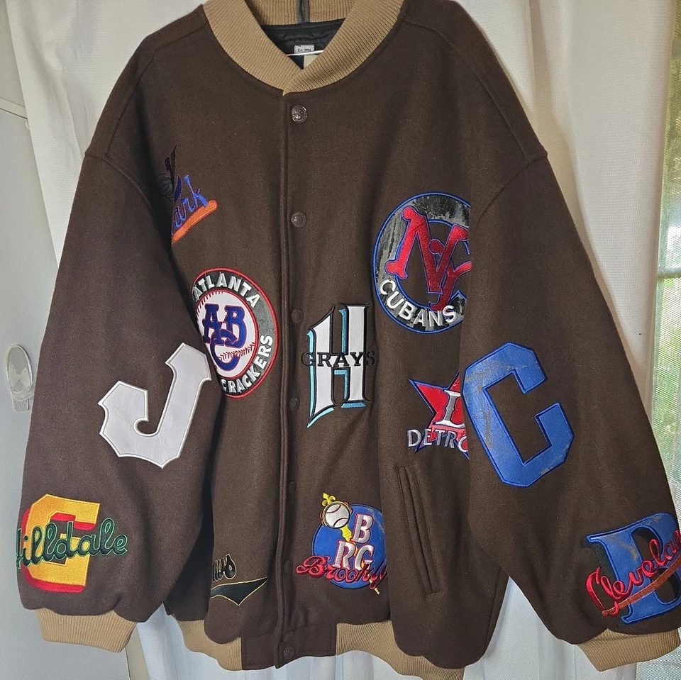 Chaqueta de Lana Bordada Headgear Liga Negra Equipo Museo de Béisbol Talla 5XL Foto 1 de 4