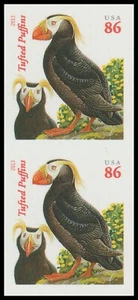 US 4737b Tufted Puffins 86c imperf NDC vert pair (orange Year) MNH 2013 - Picture 1 of 1
