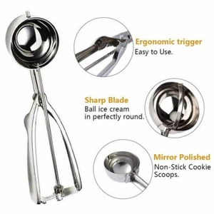 5cm Stainless Steel Ice Cream Mashed Potato Cookie Scoop Spoon Spring Handle M - Picture 1 of 9