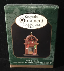 Hallmark MINIATURE KOCC Membership Ornament 1997 Ready For Santa fireplace - Picture 1 of 2
