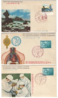 Japan Tokyo FDC First Day Cover 1958 Medical Sado-Yahiko Park Envelopes Lot of 3 - Image 1 of 2
