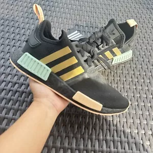 Adidas NMD_R1 Black Gold Metallic Women's Athletic Shoes FY3565 Size 8 - Picture 1 of 15