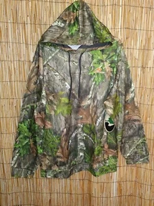 Mossy Oak Camouflage Pullover Sweatshirt Hoodie w/Neck Gaiter Sz L/G - Picture 1 of 8