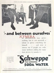 SCHWEPPES  Soda Water Syphon Drinks ADVERT : Art Deco 1929 Print - Foto 1 di 1